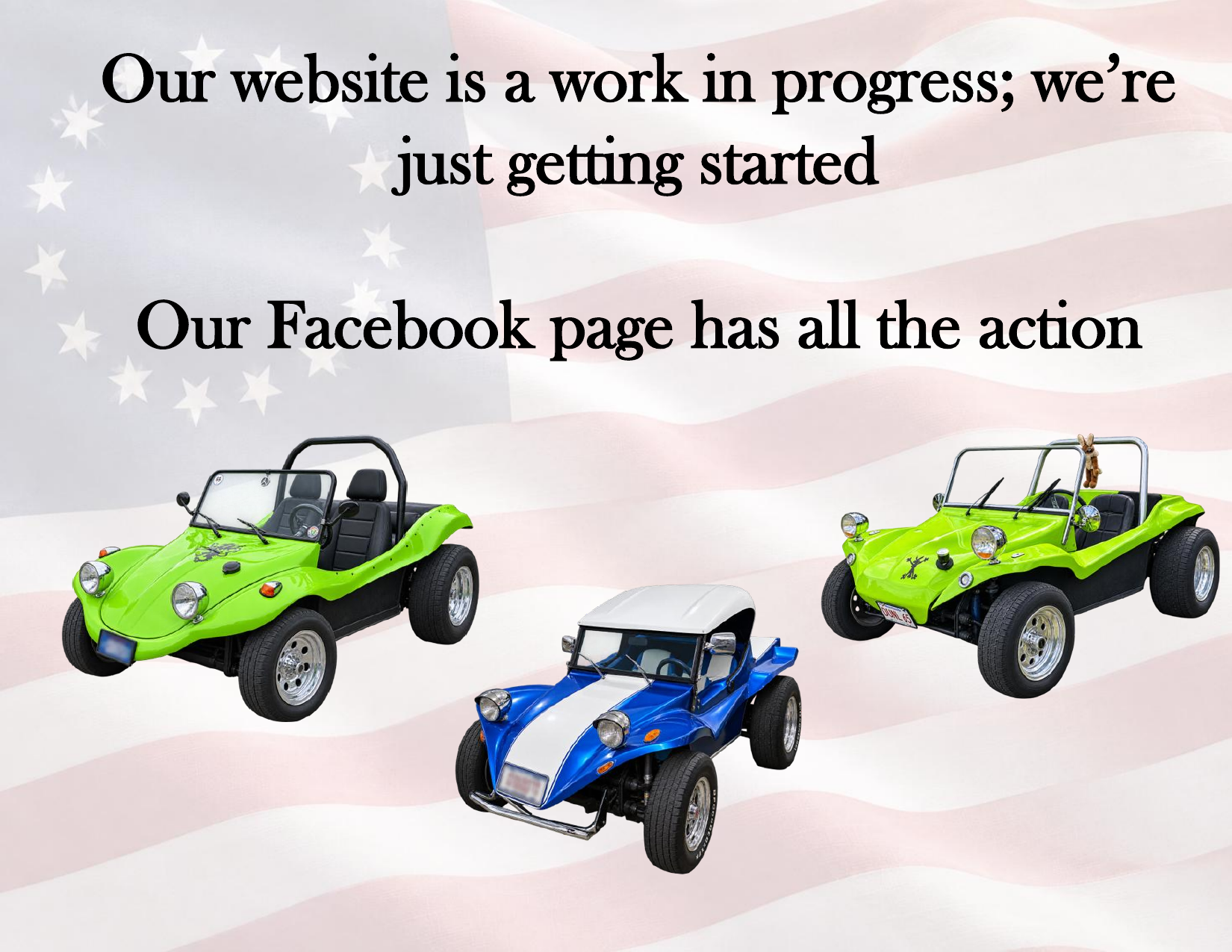 Website work in progress and Facebook notice
