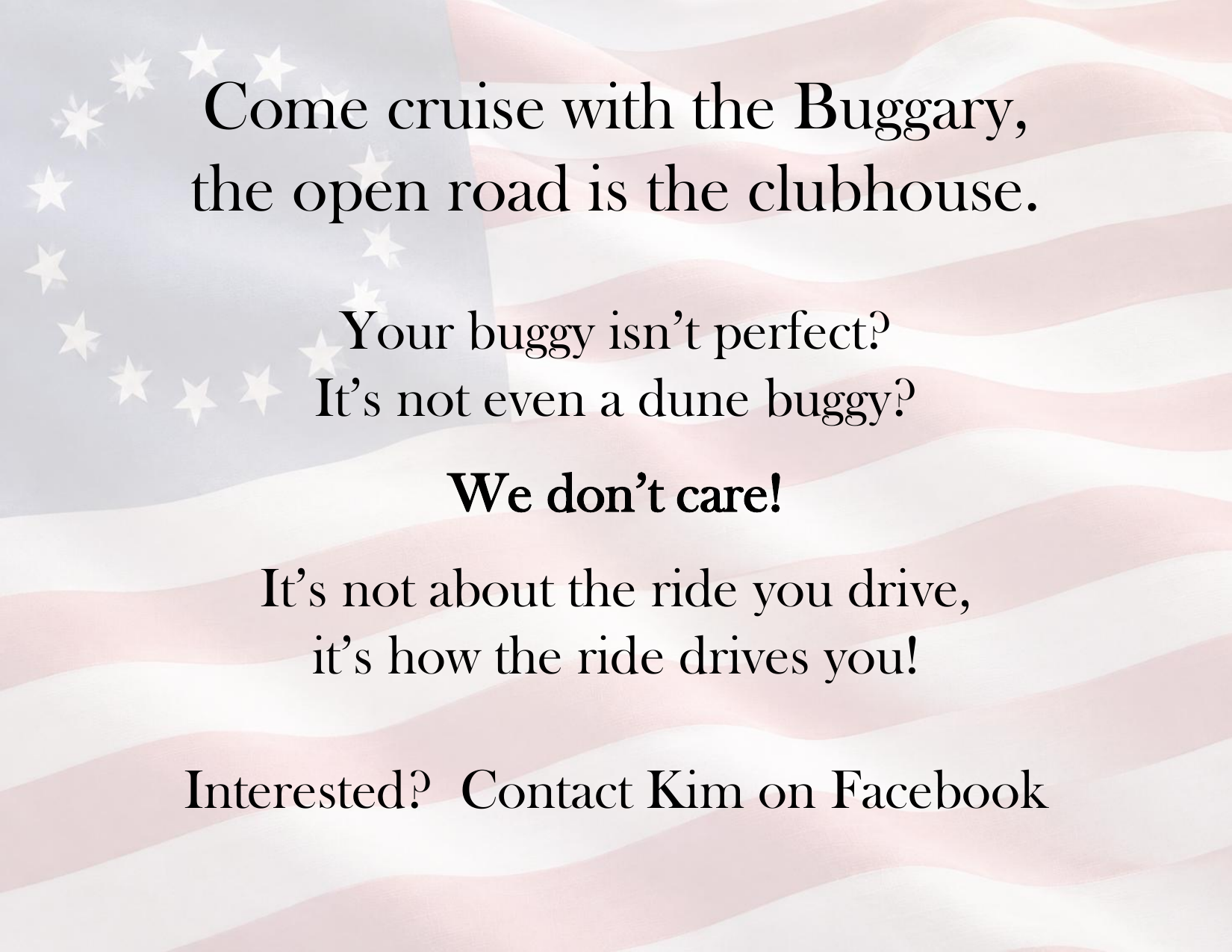 Come cruise with the Buggary