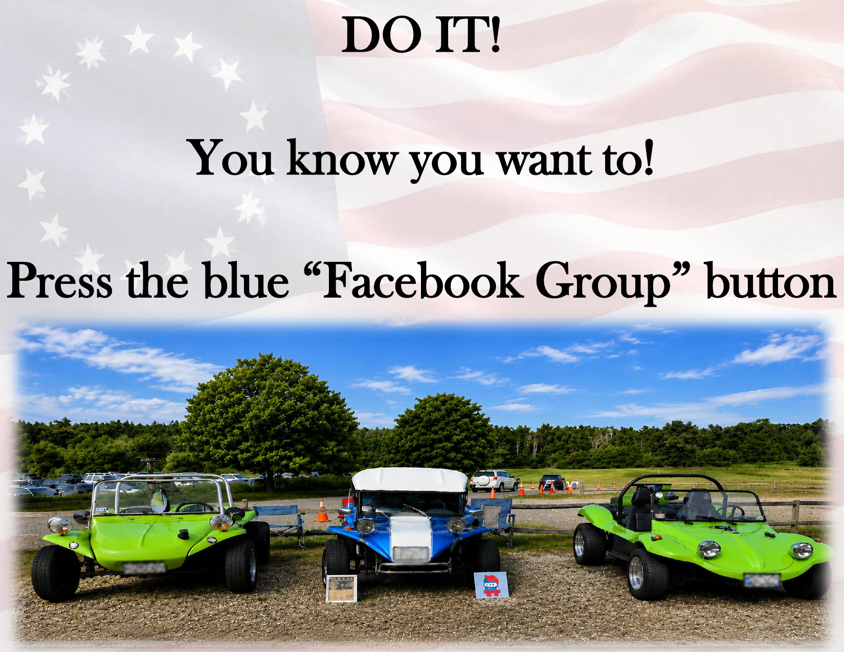 Facebook call to action with panoramic buggy photo
